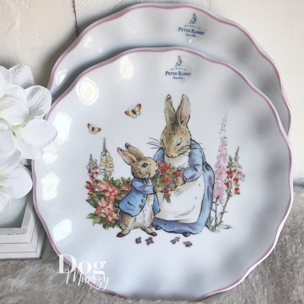 2 Peter Rabbit Classics Lettuce Edge Spring Dinner Plates
